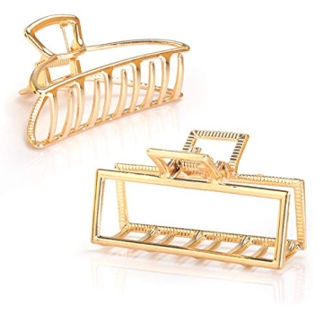 TELESON Hair Clips Metal Hair Claw Clips Gold Hair Clips,Strong Hold for Thick Hair Nonslip Hair Cla...