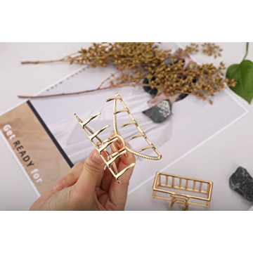 TELESON Hair Clips Metal Hair Claw Clips Gold Hair Clips,Strong Hold for Thick Hair Nonslip Hair Claw Clips,Hair Barrette for Hair Styling Hair Accessories for Ladys 2 Packs Gold