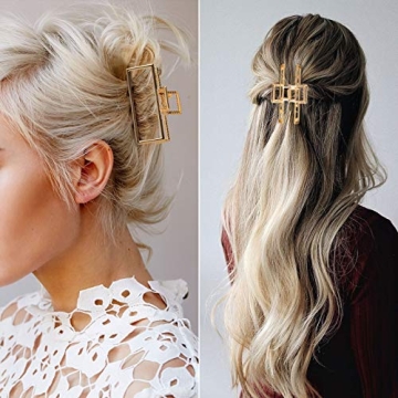 TELESON Hair Clips Metal Hair Claw Clips Gold Hair Clips,Strong Hold for Thick Hair Nonslip Hair Claw Clips,Hair Barrette for Hair Styling Hair Accessories for Ladys 2 Packs Gold