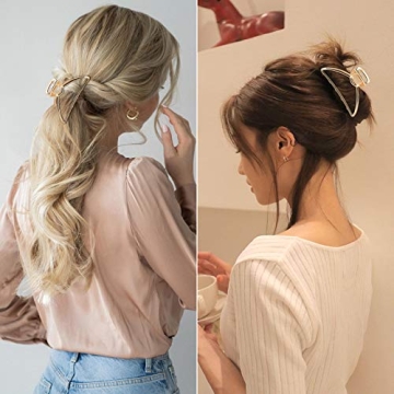 TELESON Hair Clips Metal Hair Claw Clips Gold Hair Clips,Strong Hold for Thick Hair Nonslip Hair Claw Clips,Hair Barrette for Hair Styling Hair Accessories for Ladys 2 Packs Gold