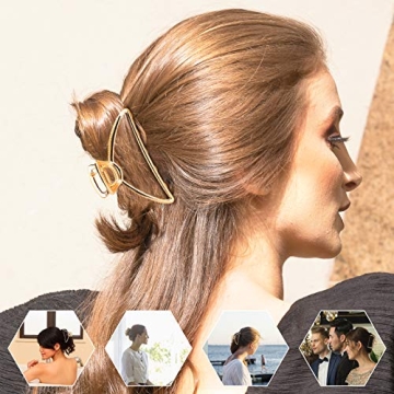 TELESON Hair Clips Metal Hair Claw Clips Gold Hair Clips,Strong Hold for Thick Hair Nonslip Hair Claw Clips,Hair Barrette for Hair Styling Hair Accessories for Ladys 2 Packs Gold