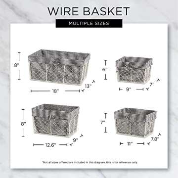 DII Farmhouse Chicken Wire Storage Baskets with Liner, Medium, Rustic Natural, 11x7.88x7", 2 Piece
