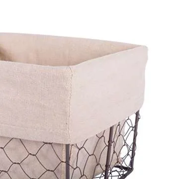 DII Farmhouse Chicken Wire Storage Baskets with Liner, Medium, Rustic Natural, 11x7.88x7", 2 Piece