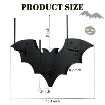 MUOUAKATE Goth Hat Rack for Baseball Caps Bat Wall Mount Hat Storage Organizer with 3 Multi-Purpose Metal Hooks Fit 30+ Caps, Hat Display Holder for Closet, Door, Halloween Gothic Home Decor, Black