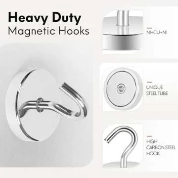 Neosmuk Magnetic Hooks - Heavy Duty Magnet Hook, 130lb+