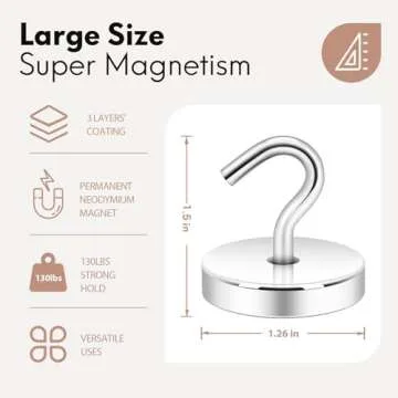 Neosmuk Magnetic Hooks - Heavy Duty Magnet Hook, 130lb+