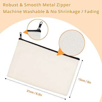 HTVRONT Blank Canvas Makeup Bags 10 Pack, Sublimation Blanks Cosmetic Bags, DIY Heat Transfer Canvas...