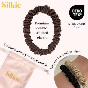 SILKIE x6 Pure Mulberry Silk Scrunchies Travel Pouch