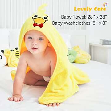 Lovely Care 3 Pack Baby Hooded Bath Towel with 24 Count Washcloth Sets for Newborns Infants & Toddle...