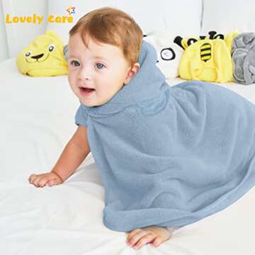 Lovely Care Baby Hooded Towels & Washcloth Set for Newborns