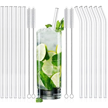 Durable 12PCS Clear Glass Straws for Every Drink