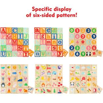 Gemileo Wooden ABC Toy Building Blocks for Toddlers 1-3 36 PCS Wood Alphabet Number Blocks for Stacking Learning Preschool Educational Montessori Sensory Toys for Kids Boys Girls Gifts 1.7"