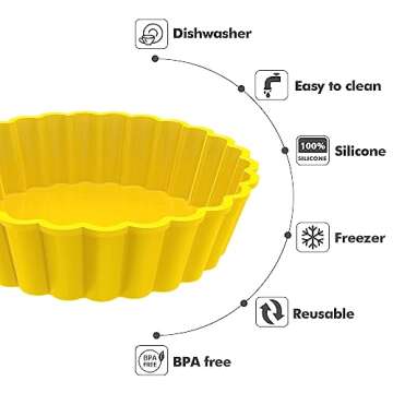 Webake Silicone Mini Tart Pan 4 Inch Non-stick Mini Quiche Molds Small Pie Baking Pan Tart Molds for Baking, Pack of 8
