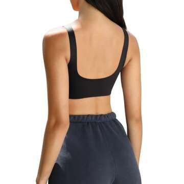 LASLULU Womens Backless Sports Bra Sexy Scoop Neck Black Crop Tops Athletic Fitness Sports Bra Summer Workout Gym Top Yoga Bra(Black,Small)