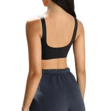 LASLULU Womens Backless Sports Bra Sexy Scoop Neck Black Crop Tops Athletic Fitness Sports Bra Summer Workout Gym Top Yoga Bra(Black,Small)