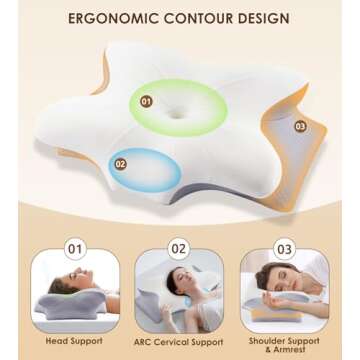 FAIORD Cervical Pillow for Neck and Shoulder, Ergonomic Contour Memory Foam Pillows for Sleeping wit...