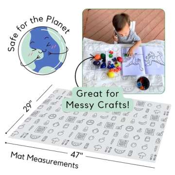 THEO'S MATS 60 Count Disposable Mats for Under High Chair - 100% Biodegradable & Compostable 47" x 29" Splat Mat Floor Covering | Baby Led Weaning Supplies for Home or Restaurants, Gray