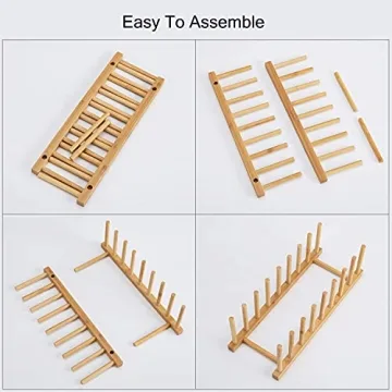 HBlife Bamboo Dish Rack for Kitchen and Home Organization