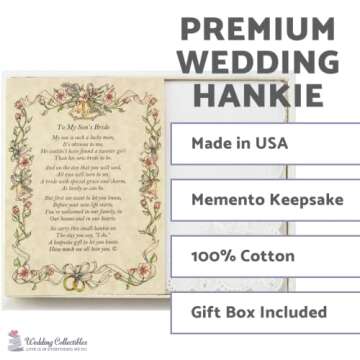 Elegant Wedding Handkerchief Poetry Hankie for Bride's Special Day