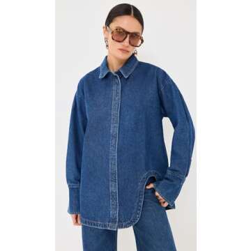 Lioness Women's Off Duty Denim Shirt, Dark Denim, Blue, M