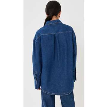 Lioness Women's Off Duty Denim Shirt, Dark Denim, Blue, M