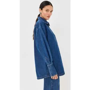 Lioness Women's Off Duty Denim Shirt, Dark Denim, Blue, M