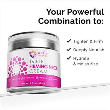 ACTIVSCIENCE Neck Firming Cream - Natural Anti-Aging Facial Moisturizer with Retinol Collagen & Hyal...