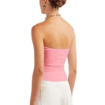ISZPLUSH Sexy Strapless Crop Top in Pink for Stylish Women