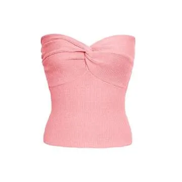 ISZPLUSH Sexy Strapless Crop Top in Pink for Stylish Women