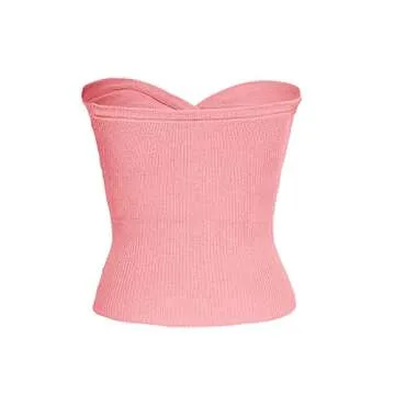 ISZPLUSH Sexy Strapless Crop Top in Pink for Stylish Women