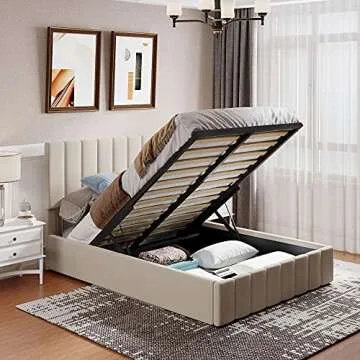 Elegant Merax Full Size Upholstered Bed with Storage
