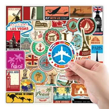 Travel City Sticker Pack - 100 Unique Travel Stickers