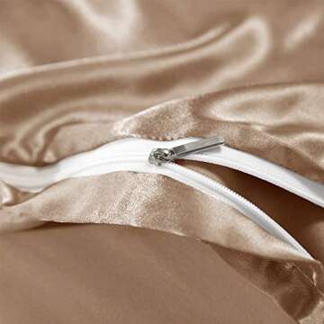 AiMay 3 Piece Satin Duvet Cover Set Bedding Sets (No Comforter Include) Luxury Rich Silk Silky Super Soft Solid Color Reversible Stain-Resistant Wrinkle Free (King, Taupe)