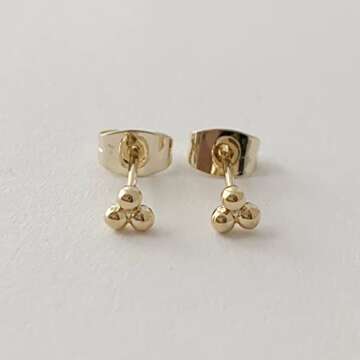 Honeycat Tiny Trinity Ball Stud Earrings in 18k Gold Plated | Minimalist, Delicate Jewelry (G)