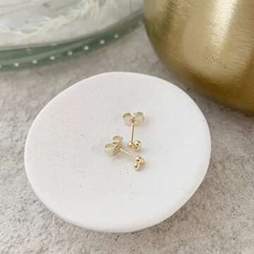 Honeycat Tiny Trinity Ball Stud Earrings in 18k Gold Plated | Minimalist, Delicate Jewelry (G)