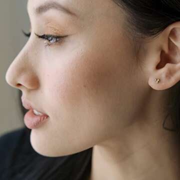 Honeycat Tiny Trinity Ball Stud Earrings in 18k Gold Plated | Minimalist, Delicate Jewelry (G)