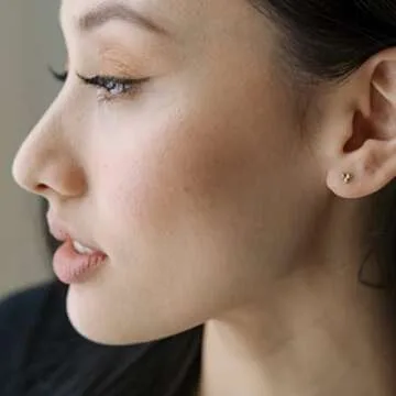 Honeycat Tiny Trinity Ball Stud Earrings in 18k Gold Plated | Minimalist, Delicate Jewelry (G)