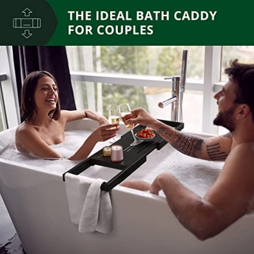 Premium Adjustable Bamboo Bathtub Caddy for Luxury Baths