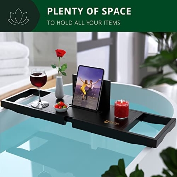 Premium Adjustable Bamboo Bathtub Caddy for Luxury Baths