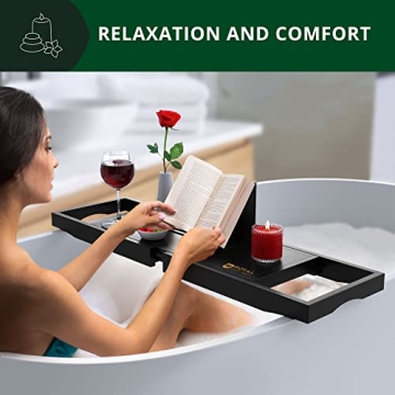 Premium Adjustable Bamboo Bathtub Caddy for Luxury Baths