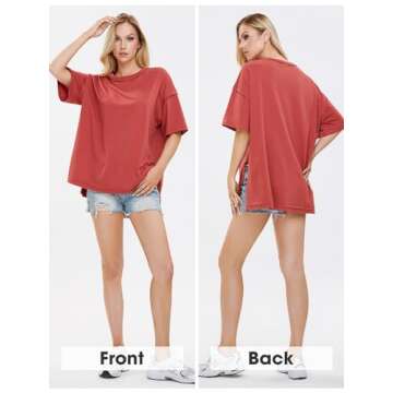 EXLURA Womens Summer Oversized T Shirts 2024 Casual Short Sleeve Loose Maternity Tops Crewneck Tunic...