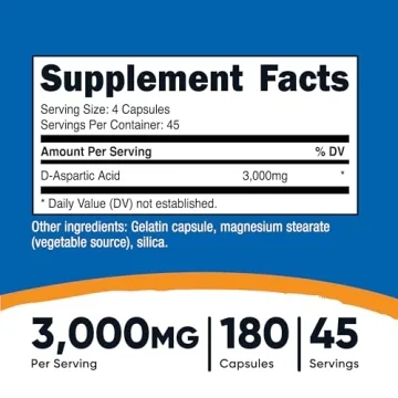 Nutricost D-Aspartic Acid 3000mg Capsules for Peak Performance