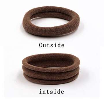 HOYOLS 1.6 Inch Large Soft Seamless Elastic Hair Ties, Stretch Nylon Fabric Ponytail Holders for Women Thick Heavy Curly Hair No Slip No Damage Scrunchies Headbands 50 Pcs (Sparkling Amber)