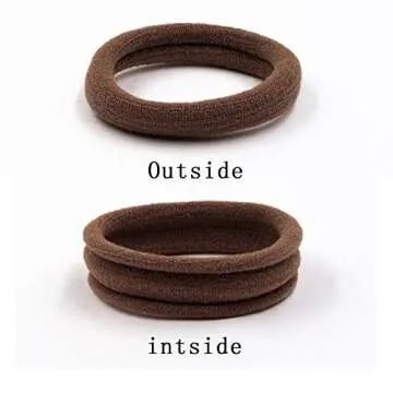 HOYOLS 1.6 Inch Large Soft Seamless Elastic Hair Ties, Stretch Nylon Fabric Ponytail Holders for Women Thick Heavy Curly Hair No Slip No Damage Scrunchies Headbands 50 Pcs (Sparkling Amber)