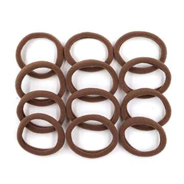 HOYOLS 1.6 Inch Large Soft Seamless Elastic Hair Ties, Stretch Nylon Fabric Ponytail Holders for Women Thick Heavy Curly Hair No Slip No Damage Scrunchies Headbands 50 Pcs (Sparkling Amber)