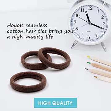 HOYOLS 1.6 Inch Large Soft Seamless Elastic Hair Ties, Stretch Nylon Fabric Ponytail Holders for Women Thick Heavy Curly Hair No Slip No Damage Scrunchies Headbands 50 Pcs (Sparkling Amber)