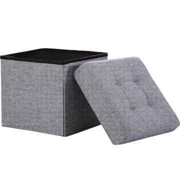 Ornavo Home 15 Inch Folding Storage Ottoman - Stylish Foot Rest with Storage Options