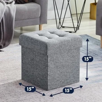 Versatile Ornavo Home Folding Storage Ottoman 15 Inch