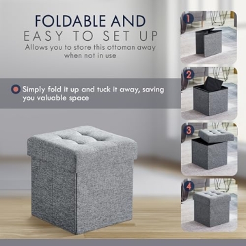 Versatile Ornavo Home Folding Storage Ottoman 15 Inch