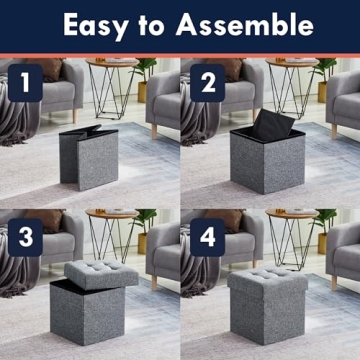 Versatile Ornavo Home Folding Storage Ottoman 15 Inch